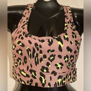Fabletics Leopard Print Sports Bra With Phone Pocket